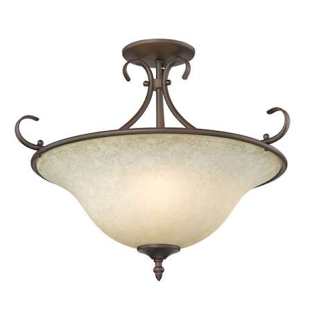 Golden Lighting Homestead 3 Light 19" Wide Semi-Flush Ceiling Fixture Rubbed Bronze