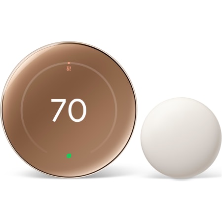 Google Nest Learning Thermostat (4th Gen) with Temperature Sensor (2nd Gen) Gold