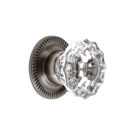 Grandeur Versailles 1-3/8" Luxury Restoration Solid Brass Cabinet Knob with Fluted Crystal Knob and Newport Rosette Antique Pewter