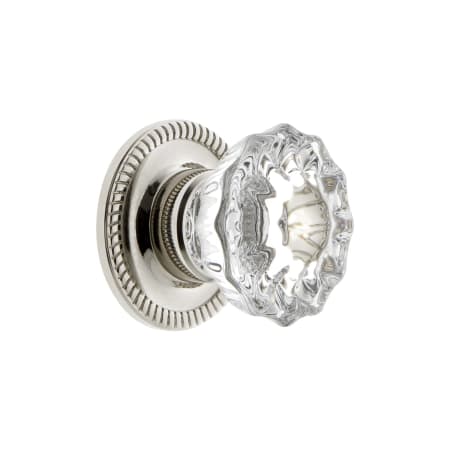 Grandeur Versailles 1-3/8" Luxury Restoration Solid Brass Cabinet Knob with Fluted Crystal Knob and Newport Rosette Polished Nickel