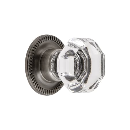 Grandeur Chambord 1-3/8"Faceted Glam Crystal Cabinet Knob / Drawer Knob with Newport Rosette Antique Pewter