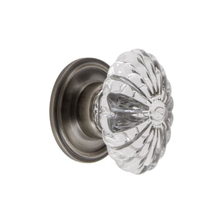 Grandeur Burgundy 1-3/4" Vintage Flower Fluted Crystal Cabinet Knob with Georgetown Rosette Antique Pewter