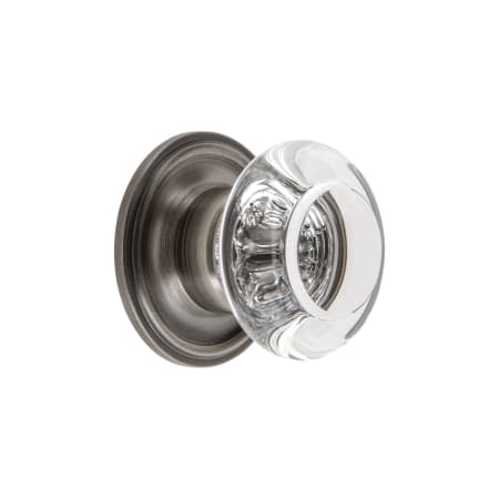 Grandeur Bordeaux 1-3/8" Luxury Crystal Vintage Cabinet Knob with Georgetown Rosette Antique Pewter
