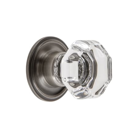 Grandeur Chambord 1-3/8"Faceted Glam Crystal Cabinet Knob / Drawer Knob with Georgetown Rosette Antique Pewter