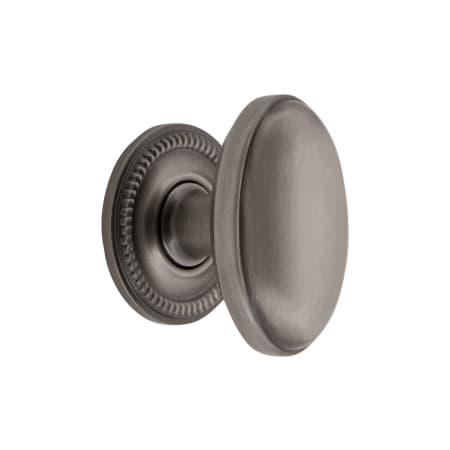 Grandeur Eden Prairie 1-3/4” Solid Brass Vintage Oval Cabinet Knob with Newport Rosette Antique Pewter