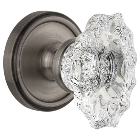 Grandeur Georgetown Solid Brass Rose Dummy Door Knob Set with Biarritz Crystal Knob Antique Pewter