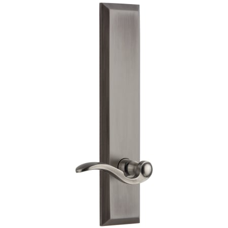 Grandeur Fifth Avenue Solid Brass Rose Right Handed Tall Plate Passage Door Lever Set with Bellagio Lever and 2-3/8" Backset Antique Pewter