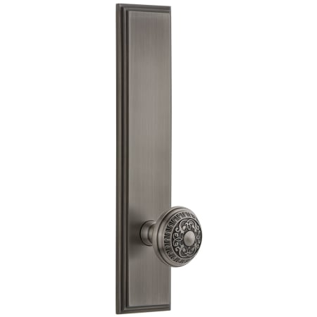 Grandeur Carre Solid Brass Rose Tall Plate Single Dummy Door Knob with Windsor Knob Antique Pewter