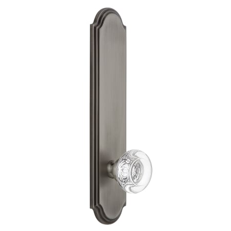 Grandeur Arc Solid Brass Tall Plate Rose Single Dummy Door Knob with Bordeaux Crystal Knob Antique Pewter