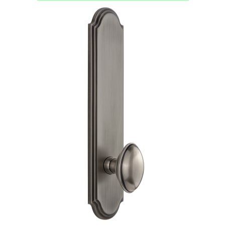 Grandeur Arc Solid Brass Tall Plate Rose Right Handed Privacy Door Knob Set with Eden Prairie Knob and 2-3/8" Backset Antique Pewter