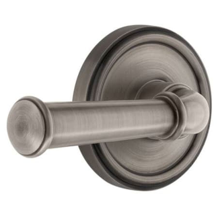 Grandeur Georgetown Solid Brass Rose Right Handed Privacy Lever Set with 2-3/8" Backset Antique Pewter