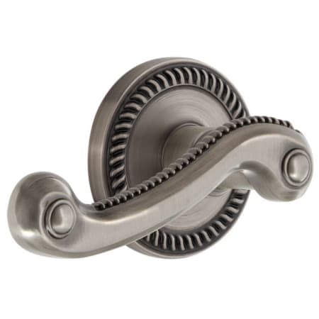 Grandeur Newport Solid Brass Rose Right Handed Passage Door Lever Set with Newport Lever and 2-3/8" Backset Antique Pewter