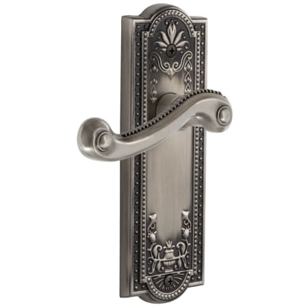 Grandeur Parthenon Solid Brass Rose Dummy Door Lever Set with Newport Lever Antique Pewter