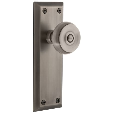 Grandeur Fifth Avenue Solid Brass Privacy Door Knob Set with Bouton Knob and 2-3/8" Backset Antique Pewter