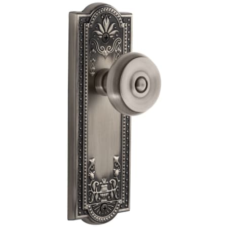 Grandeur Parthenon Solid Brass Rose Privacy Door Knob Set with Bouton Knob and 2-3/8" Backset Antique Pewter