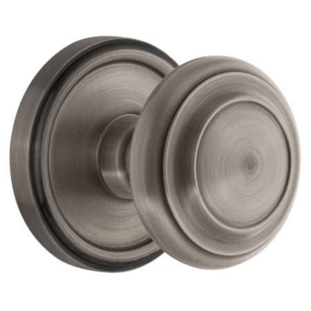 Grandeur Georgetown Solid Brass Rose Passage Door Knob Set with Circulaire Knob and 2-3/8" Backset Antique Pewter
