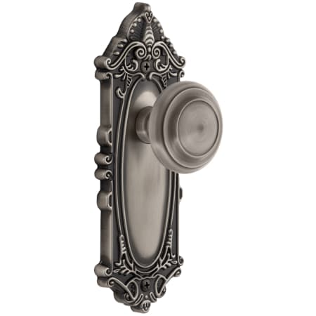 Grandeur Grande Victorian Solid Brass Rose Single Dummy Door Knob with Circulaire Knob Antique Pewter