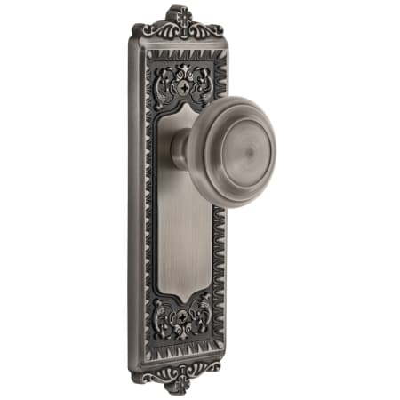 Grandeur Windsor Solid Brass Rose Dummy Door Knob Set with Circulaire Knob Antique Pewter