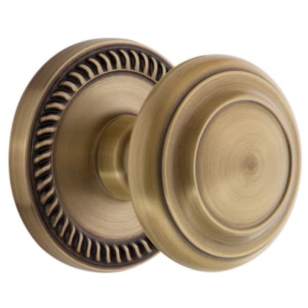 Grandeur Newport Solid Brass Rose Dummy Door Knob Set with Circulaire Knob Vintage Brass