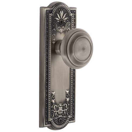 Grandeur Parthenon Solid Brass Rose Privacy Door Knob Set with Circulaire Knob and 2-3/8" Backset Antique Pewter
