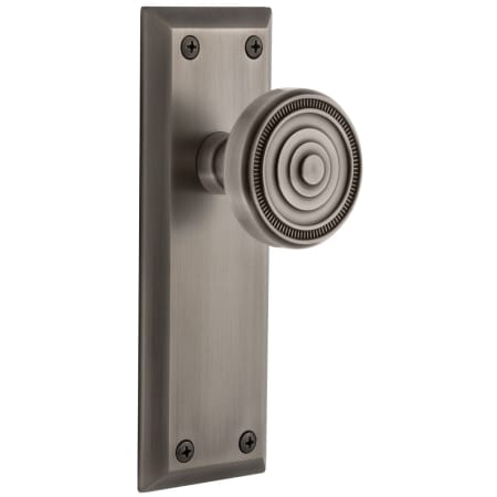 Grandeur Fifth Avenue Solid Brass Rose Single Dummy Door with Soleil Knob Antique Pewter