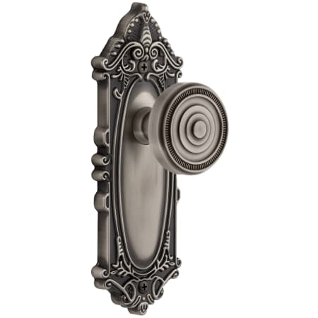 Grandeur Grande Victorian Solid Brass Rose Privacy Door Knob Set with Soleil Knob and 2-3/8" Backset Antique Pewter