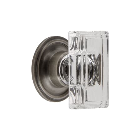 Grandeur Carre 1-3/4” Crystal Rectangular Emerald Cut Cabinet Knob with Georgetown Rosette Antique Pewter
