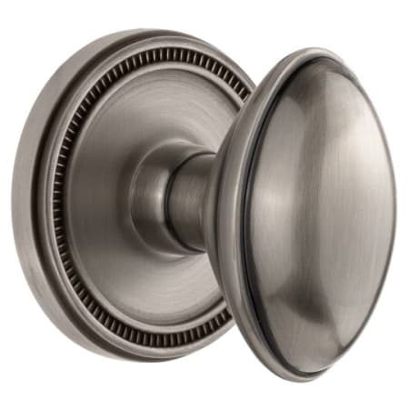 Grandeur Soleil Solid Brass Passage Door Knob Set with Eden Prairie Knob and 2-3/8" Backset Antique Pewter