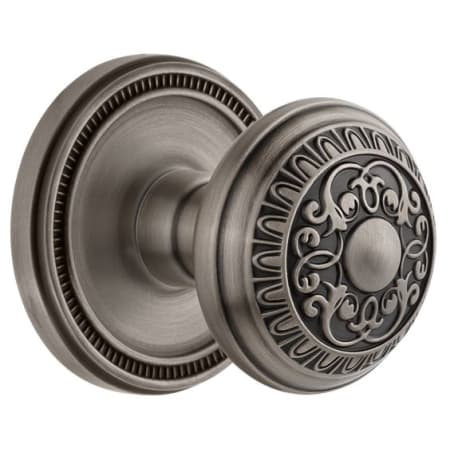Grandeur Soleil Solid Brass Passage Door Knob Set with Windsor Knob and 2-3/8" Backset Antique Pewter