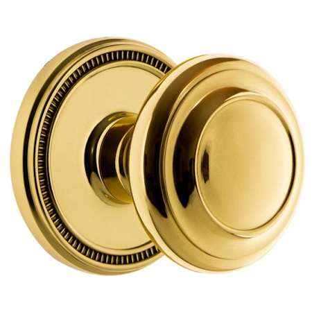 Grandeur Soleil Solid Brass Passage Door Knob Set with Circulaire Knob and 2-3/8" Backset Lifetime Brass