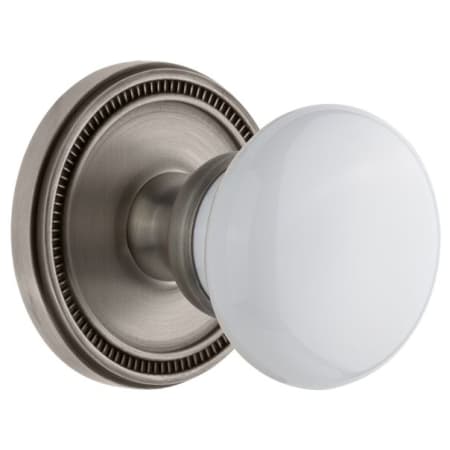 Grandeur Soleil Solid Brass Single Dummy Door Knob with Hyde Park Knob Antique Pewter