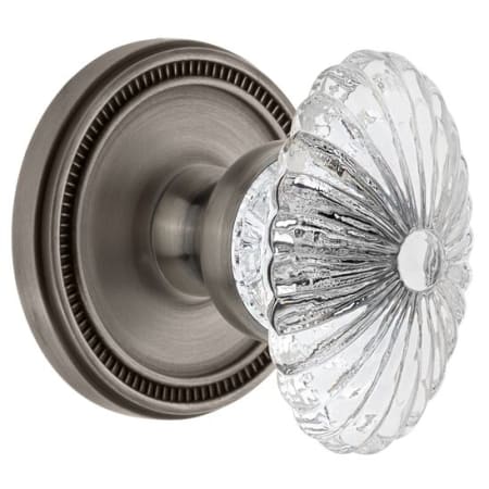 Grandeur Soleil Solid Brass Dummy Door Knob Set with Burgundy Crystal Knob Antique Pewter