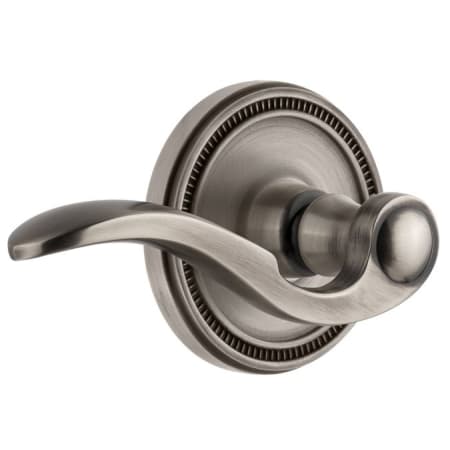 Grandeur Soleil Solid Brass Left Handed Privacy Door Lever Set with Bellagio Lever and 2-3/8" Backset Antique Pewter