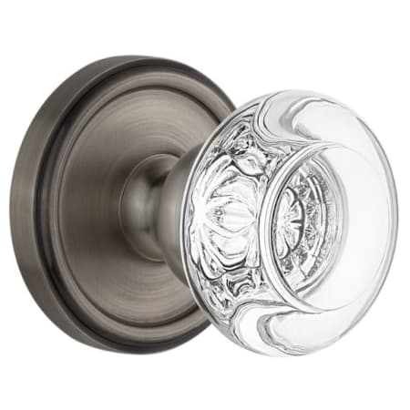 Grandeur Georgetown Solid Brass Rose Dummy Door Knob Set with Bordeaux Crystal Knob Antique Pewter