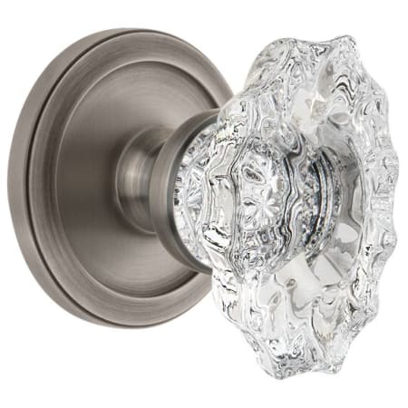 Grandeur Circulaire Solid Brass Rose Dummy Door Knob Set with Biarritz Crystal Knob Antique Pewter