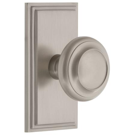 Grandeur Carre Solid Brass Rose Single Dummy Door Knob with Circulaire Knob Satin Nickel