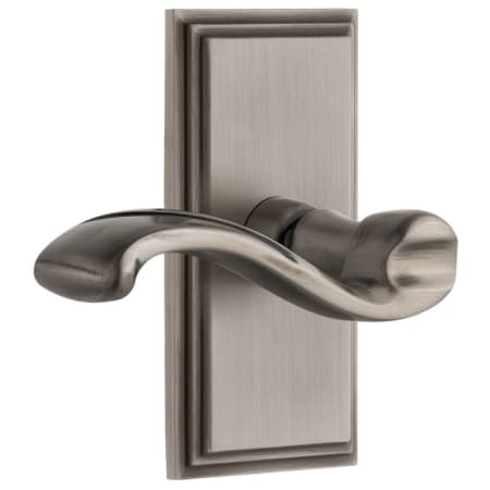 Grandeur Carre Solid Brass Rose Dummy Door Lever Set with Portofino Lever Antique Pewter