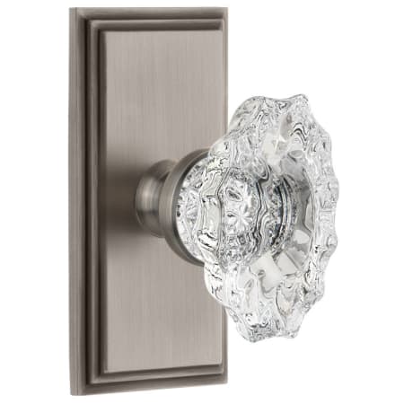 Grandeur Carre Solid Brass Rose Dummy Door Knob Set with Biarritz Crystal Knob Antique Pewter
