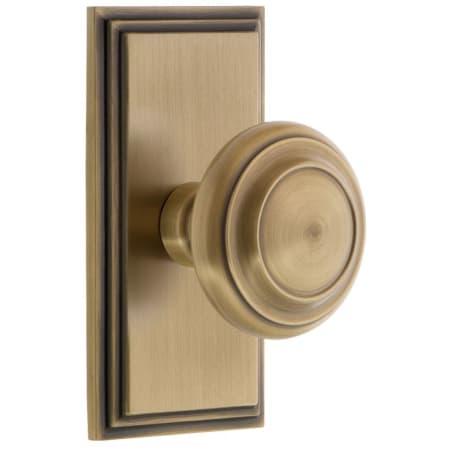 Grandeur Carre Solid Brass Rose Dummy Door Knob Set with Circulaire Knob Vintage Brass