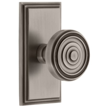 Grandeur Carre Solid Brass Rose Dummy Door Knob Set with Soleil Knob Antique Pewter