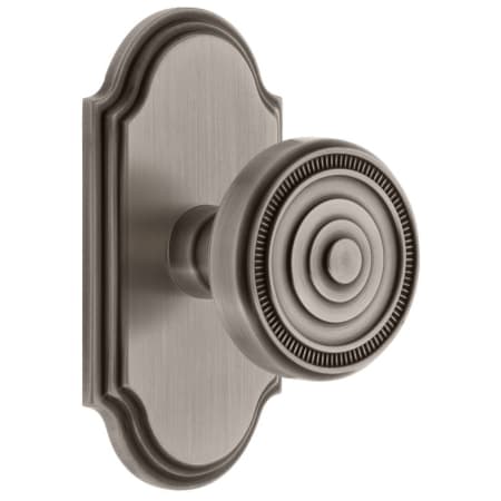 Grandeur Arc Solid Brass Passage Door Knob Set with Soleil Knob and 2-3/8" Backset Antique Pewter