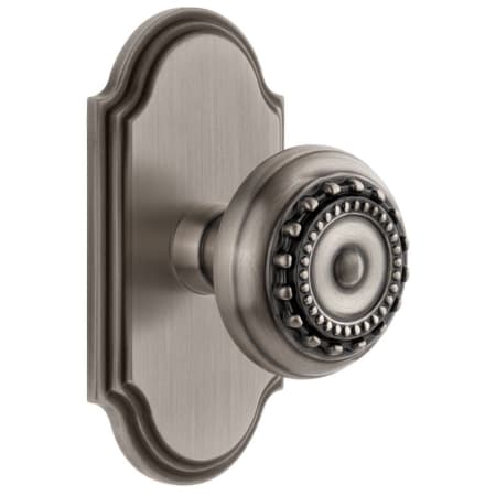 Grandeur Arc Solid Brass Single Dummy Door Knob with Parthenon Knob Antique Pewter
