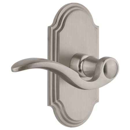 Grandeur Arc Solid Brass Dummy Door Lever Set with Bellagio Lever Satin Nickel