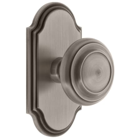 Grandeur Arc Solid Brass Passage Door Knob Set with Circulaire Knob and 2-3/4" Backset Antique Pewter