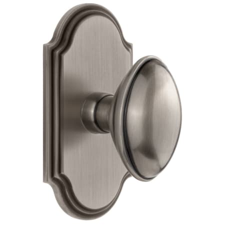 Grandeur Arc Solid Brass Passage Door Knob Set with Eden Prairie Knob and 2-3/4" Backset Antique Pewter