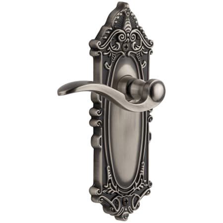 Grandeur Grande Victorian Solid Brass Rose Right Handed Passage Door Lever Set with Bellagio Lever and 2-3/4" Backset Antique Pewter
