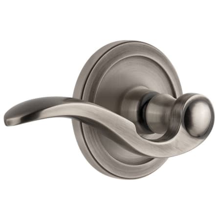 Grandeur Circulaire Solid Brass Rose Right Handed Passage Door Lever Set with Bellagio Lever and 2-3/4" Backset Antique Pewter