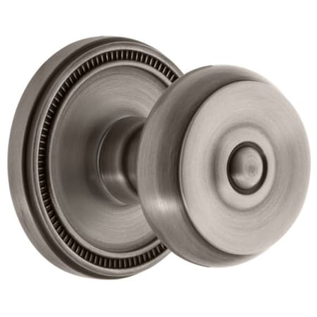 Grandeur Soleil Solid Brass Passage Door Knob Set with Bouton Knob and 2-3/4" Backset Antique Pewter