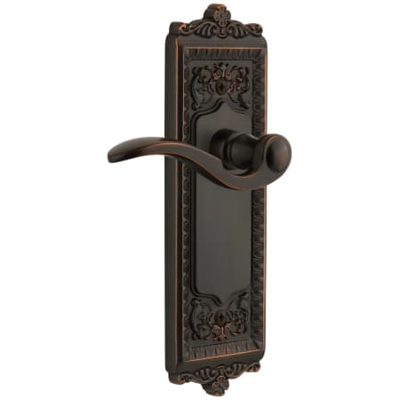 Grandeur Windsor Solid Brass Rose Right Handed Passage Door Lever Set with Bellagio Lever and 2-3/4" Backset Timeless Bronze