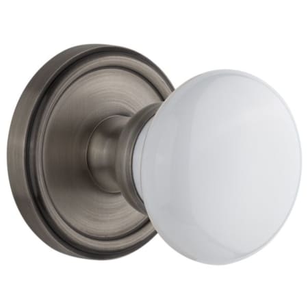 Grandeur Georgetown Solid Brass Rose Privacy Knob Set with Hyde Park Knob and 2-3/4" Backset Antique Pewter